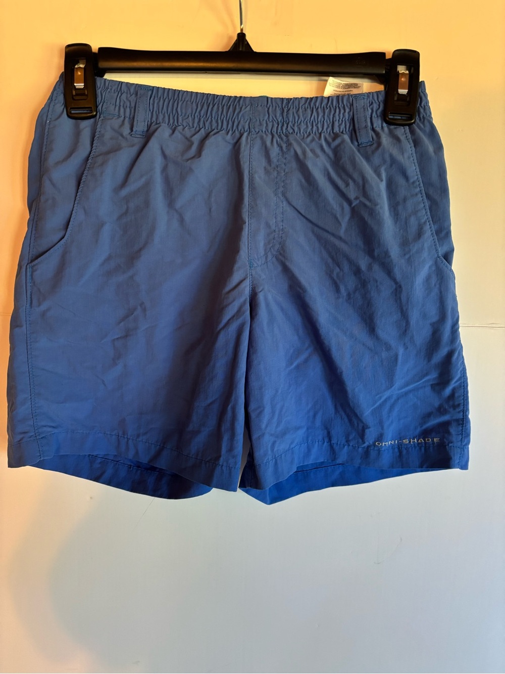 Columbia PFG Omni-Shade Boys Blue Athletic Shorts Mesh Lined Nylon, Medium